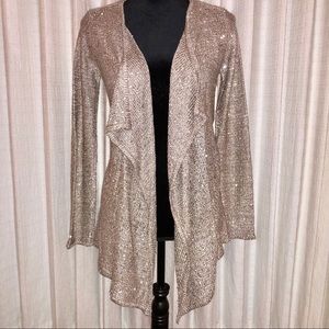 Stretchy loose fit beige sequin cardigan